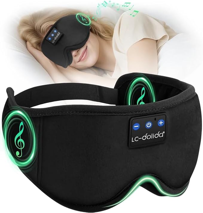 Sleep Mask with Headphones Bluetooth 5.4, LC-dolida Wireless Music Eye Mask by LC-dolida