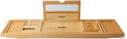 Bathtub Tray Table with Mirror and Bath Pillow, Expandable and Foldable Bamboo - Image 6