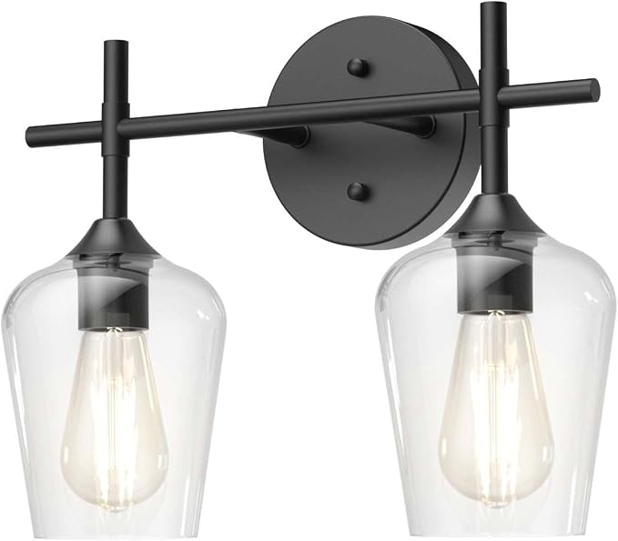Ralbay Vintage Black Bathroom Light Fixtures 2-Lights Industrial Matte Black - Image 3