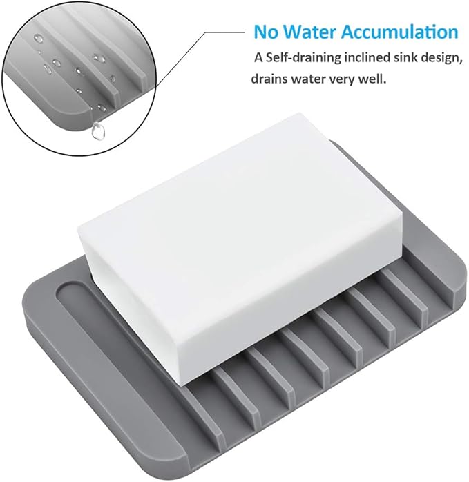 4PCS Silicone Soap Dishes for Shower, Upgrade Self-Draining Bar Soap Holder - Image 2