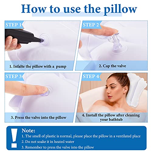 Jetec Inflatable Bath Pillow for Tub Non Slip Bathtub Pillow Soft Comfortable - Image 4