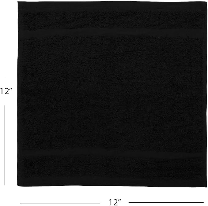 Avalon Towels Cotton Washcloths 24-Pack – 12 x 12 Inch Black Super Soft & - Image 8