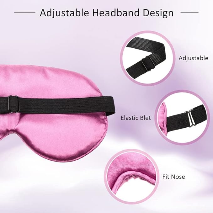 BBTO 4 Pcs Silk Sleep Eye Masks Smooth Soft Satin Eye Covers - Image 4