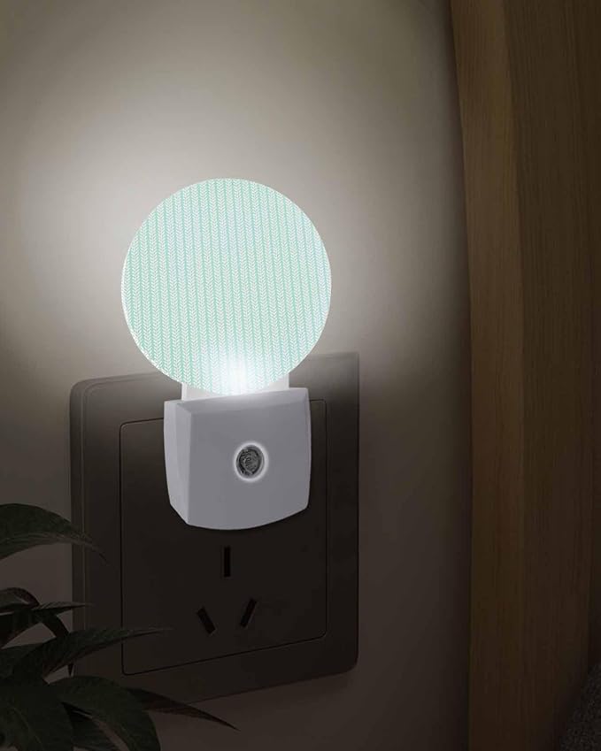 Night Lights Auto Sensor Teal Green Pinstripes Night Light Woven Denim Striped - Image 3