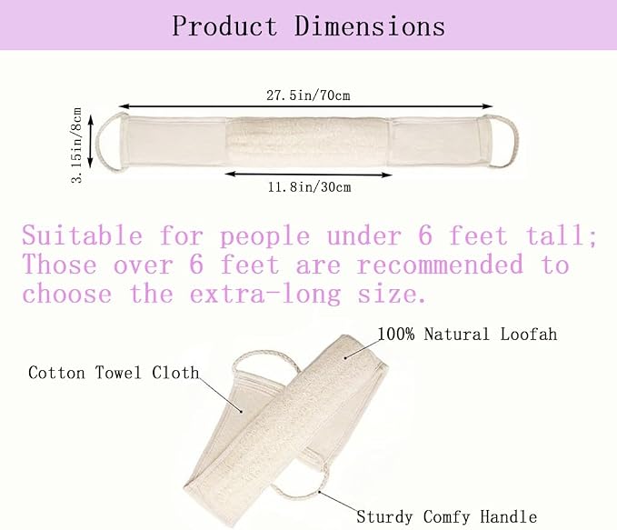 Natural Loofah Back Scrubber for Shower, Back exfoliator for Shower, luffa - Image 2