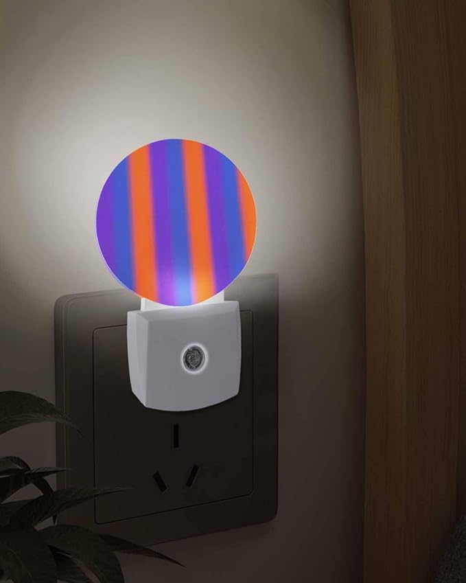 Night Lights Auto Sensor Purple Orange Night Light Gradient Color Stripe Round - Image 3