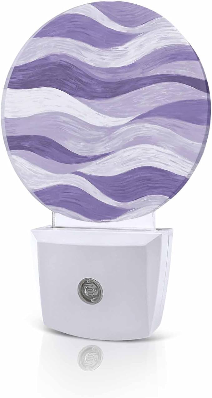 Night Lights Auto Sensor Lavender Purple Ocean Waves Night Light Abstract by Home+L6