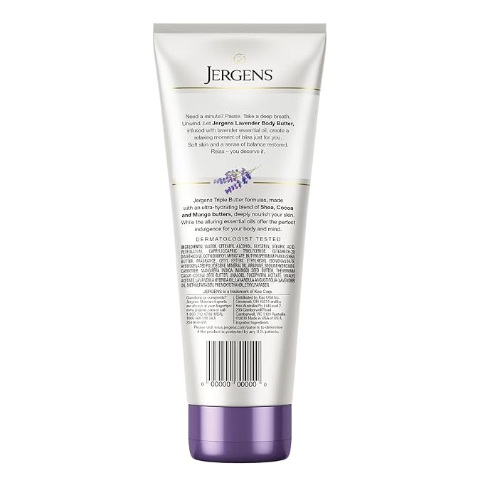Jergens Lavender Body Butter Hand and Body Lotion, Moisturizer - Image 2