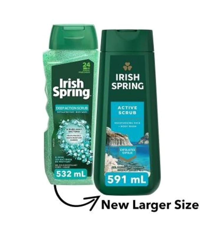 Irish Spring Body Wash Active Scrub Moisturizing Face Exfoliating Gel 20 Fl Oz - Image 4