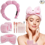 CAZYTOYZ Sponge Spa Headbands for Women Wristband Set Puffy Makeup Brush by CAZYTOYZ