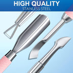 2PCS Metal Pink Cuticle Pusher and Scraper, Nail Trimmer Cutter Stainless Steel - Image 6