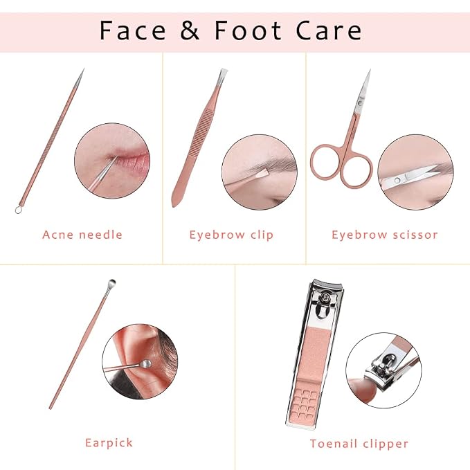 Pink Manicure Set Beauty Tool Portable 12 in 1 - Image 4