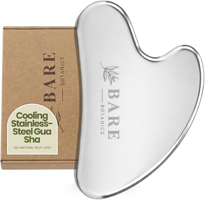 BARE BOTANICS Stainless Steel Gua Sha Tool | Sleek Facial Tool by BareBotanics