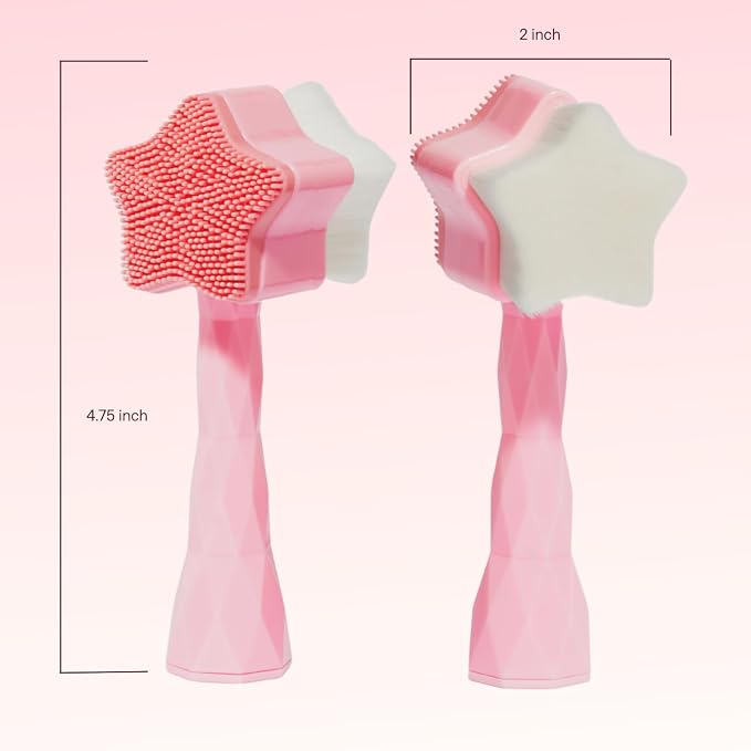 No Mo-Stache All Star Face Brush -Manual Facial Cleansing Brush, 2-in-1 Skin - Image 4