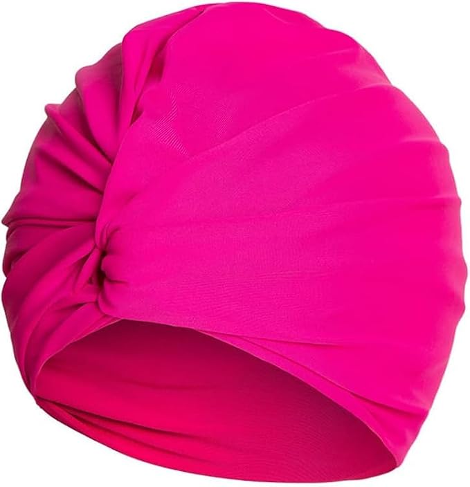 Pleated Fabric Swimming Cap Women Ladies Long Hair Swim Cap Ear Protecting - Image 2