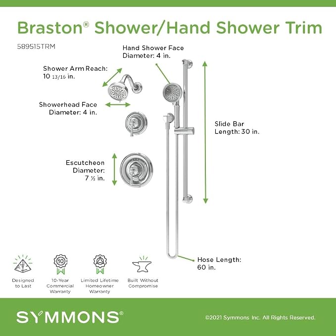 Symmons Braston HydroMersion Double Handle Shower Trim Kit - Image 3