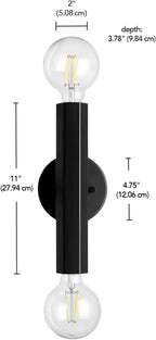 Globe Electric 2-Light Vanity Light, Matte Black, Hexagonal Bar, Minimalist - Image 4