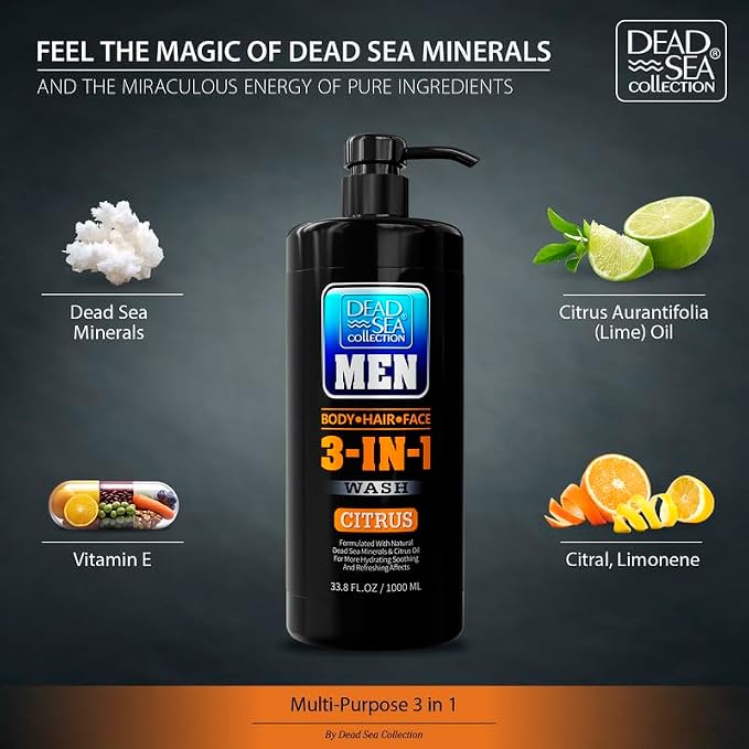 Dead Sea Collection Mens Body Wash 3 in 1 – Citrus Body Wash - Image 4