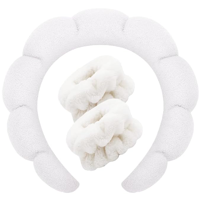 Spa Headbands for Washing Face Wristband Set Sponge Makeup Skincare Headband by Tetizo