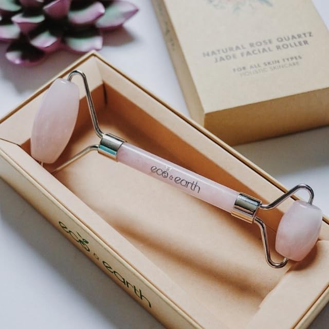 eco & earth Natural Rose Quartz Jade Face Roller - Image 2
