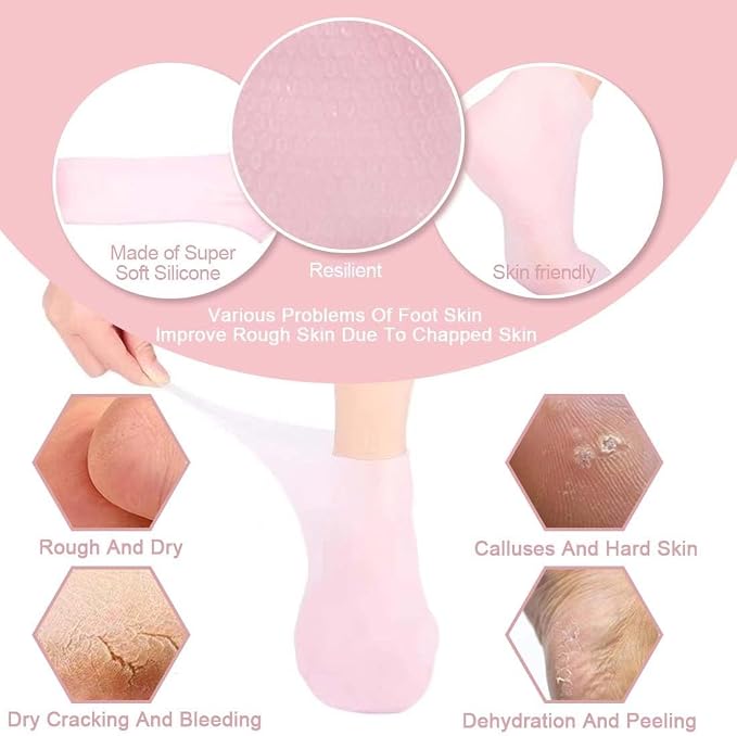 4 Pairs Silicone Moisturizing Glove Socks Set - Image 3