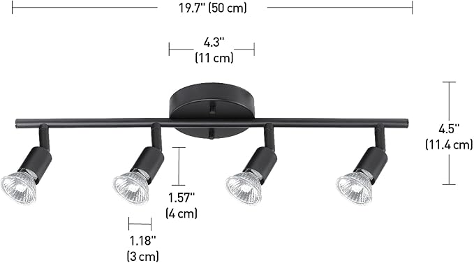 Globe Electric 59354 Payton 4-Light Track Lighting, Matte Black - Image 7