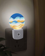 Night Lights Auto Sensor Ombre Orange Blue Night Light Abstract Mountain Waves - Image 3