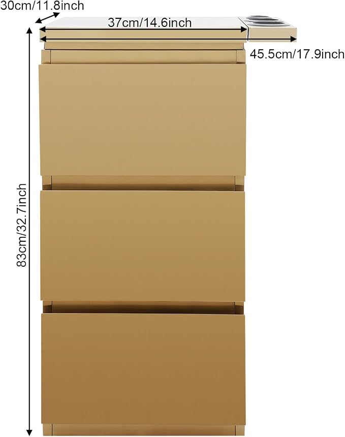 Stainless Steel Beauty Salon Storage Cabinet, 3-Drawer Rolling Styling Station - Image 6