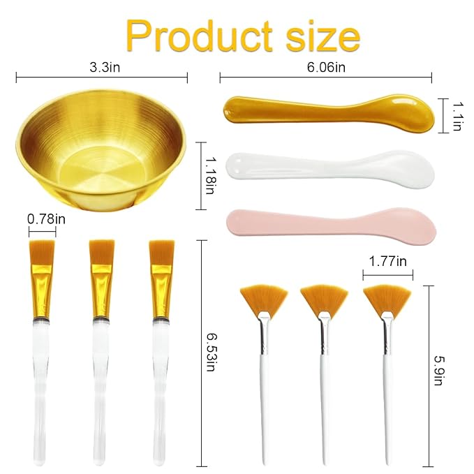 12 Pcs Gold Facial Bowl and Brush Set - Image 4