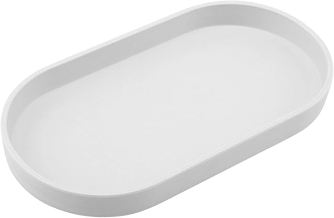 White Small Tray, Oval Tray for Bathtub Bathroom Vanity Items, Countertop by VCREATC-VCREATEFORCUSTOMER