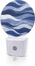 Night Lights Auto Sensor Navy Blue Ocean Waves Night Light Abstract Mountain by Home+L6