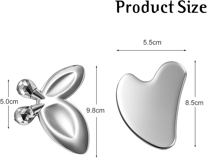 Gua Sha Facial Tools and Face Roller Set, Stainless Steel Facial Sculpting Eyes - Image 8