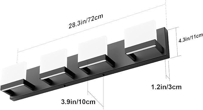 Tipace 4 Lights Modern Black Vanity Light Up and Down Black LED Vanity Light - Image 8