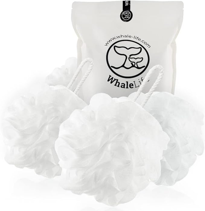 Loofah Sponge Bath Sponge for Women Men 4 Pack by WhaleLife