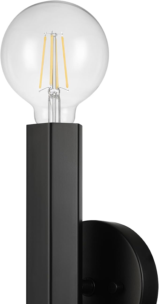Globe Electric 2-Light Vanity Light, Matte Black, Hexagonal Bar, Minimalist - Image 2