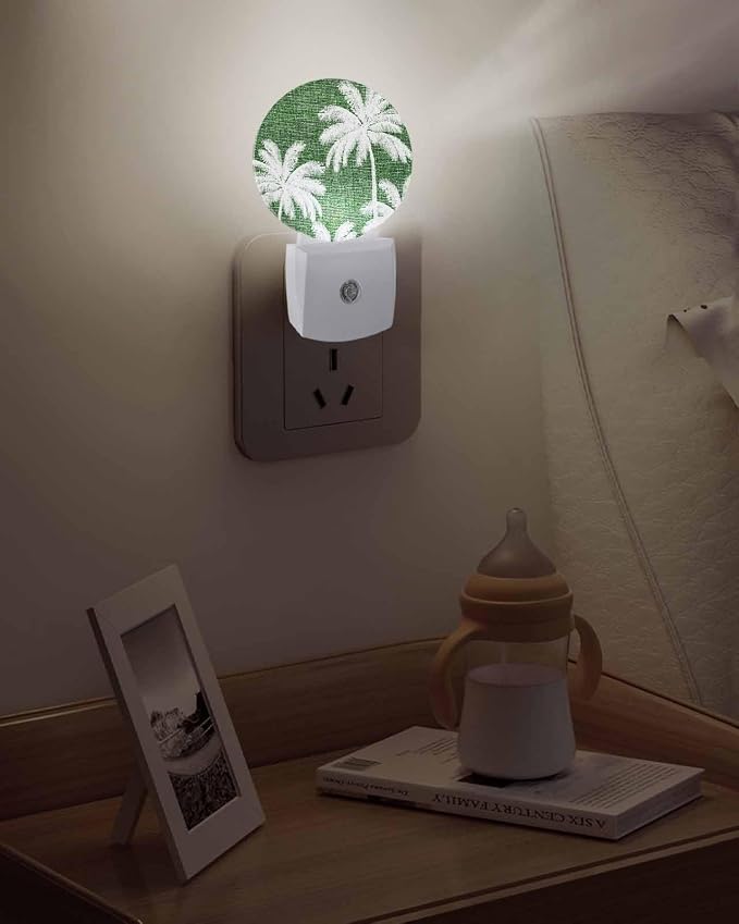 Night Lights Auto Sensor Tropical Palm Trees Night Light Forest Green Linen - Image 5