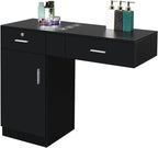 Wall Mount Styling Station for Hair Stylist, Wooden Hair Salon Station Storage by Unknown