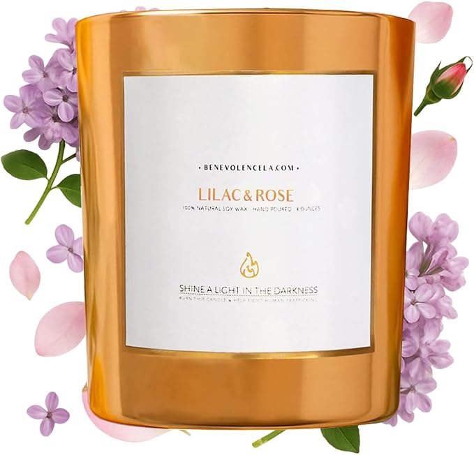 Benevolence LA Lilac & Rose Wood Wick Candles | Soy Christmas Scented Candles by BenevolenceLA