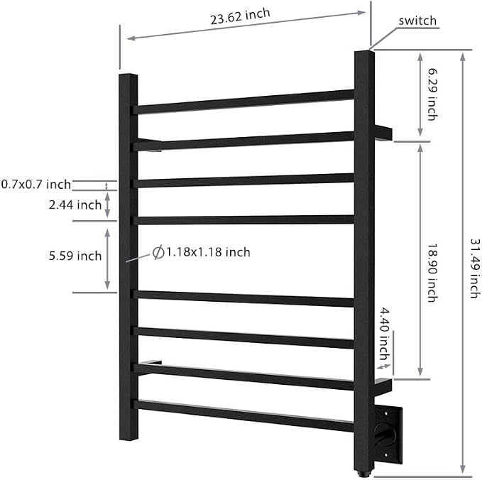 HEATGENE Towel Warmer, Heated Towel Warmer Rack, Wall-Mounted Hardwired/Plug-in - Image 5
