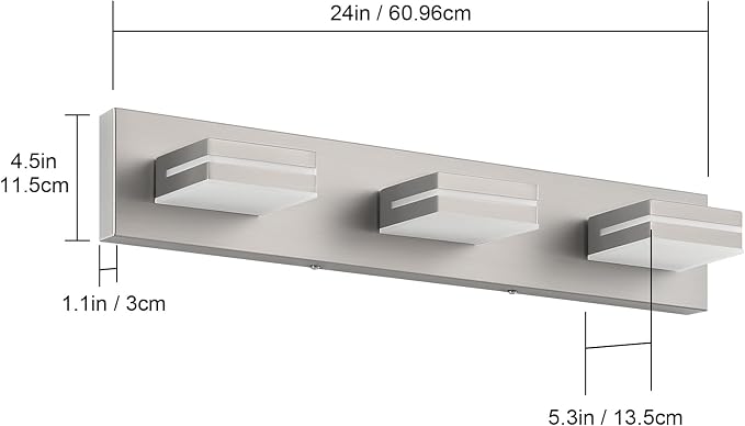 SineRise LED Modern Bathroom Vanity Light Fixtures, Brushed Nickel Modern - Image 7