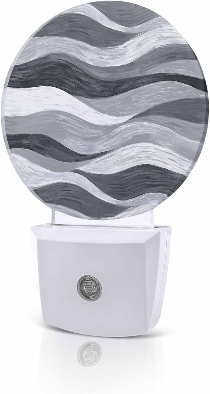 Night Lights Auto Sensor Grey Ocean Waves Night Light Abstract Mountain Stripes by Home+L6