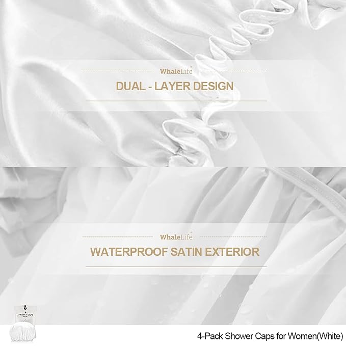 Shower Cap for Women Reusable Extra Large Shower Cap for Men Satin Double Layer - Image 4