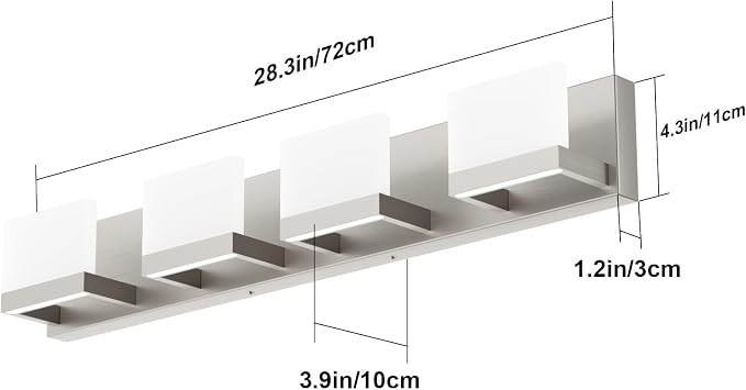 Tipace 4 Lights LED Modern Vanity Light Brushed Nickel Bathroom Lighting - Image 7