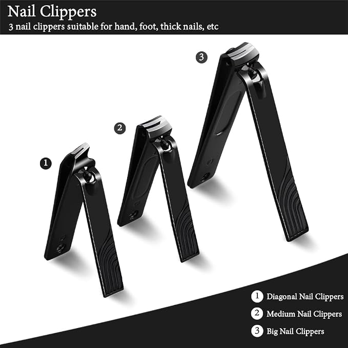 ZIZZON Travel Mini Manicure set Nail Clipper set 10 in 1 Stainless Steel - Image 2