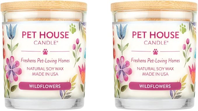 Pet House Candles, Plant-Based, Long Lasting, Clean Burning Scented Pet Odor by OneFurAll