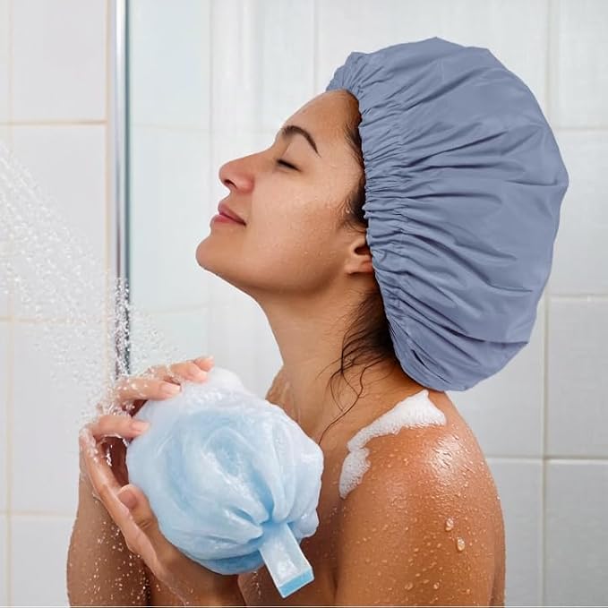 Reusable Shower Cap for Women, Large Waterproof Shower Bonnet - Image 4