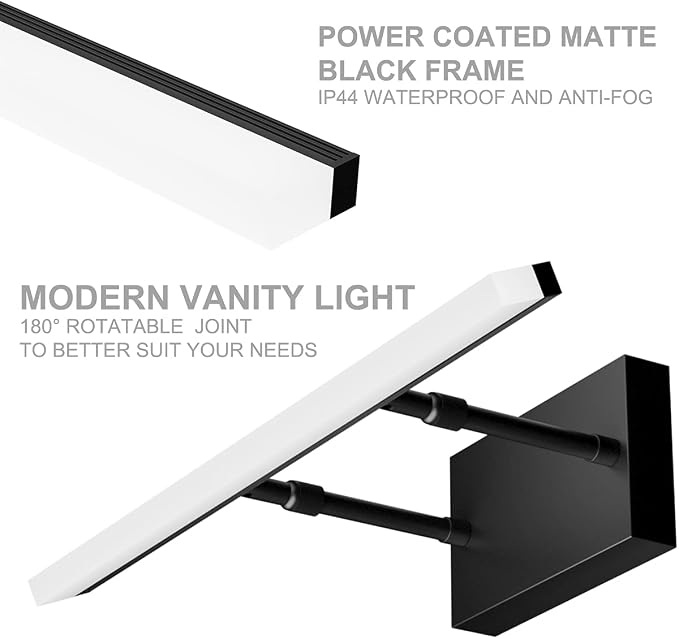 Aipsun 19.7 inch Modern Black Vanity Light Adjustable LED Bathroom Light - Image 4