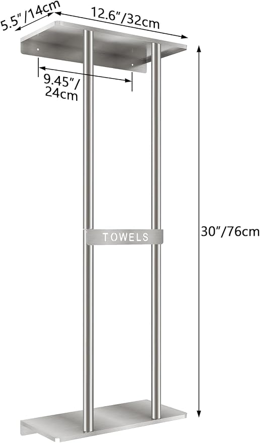 STWWO Bathroom Towel Storage for Bathroom, Wall Towel Rack for Rolled Towels - Image 4