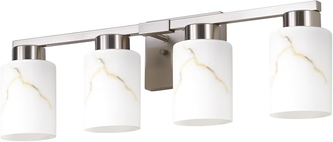 4-Light Bathroom Light Fixtures, Modern Vanity Lights, Brushed Nickel Metal - Image 8