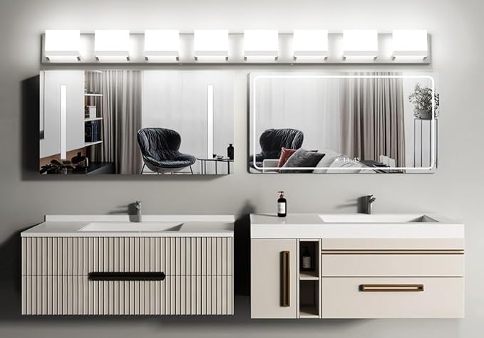 Tipace 8 Lights LED Modern Vanity Light Brushed Nickel Bathroom Lighting - Image 6